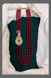 Marron And Green Pearl with Side Pendent in Kundan - BB0042